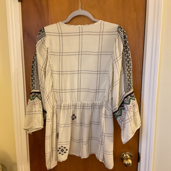 Vineet Bahl Anthropologie Embroidered Aztec Blouse Boho Top Sz L READ - Picture 4 of 12